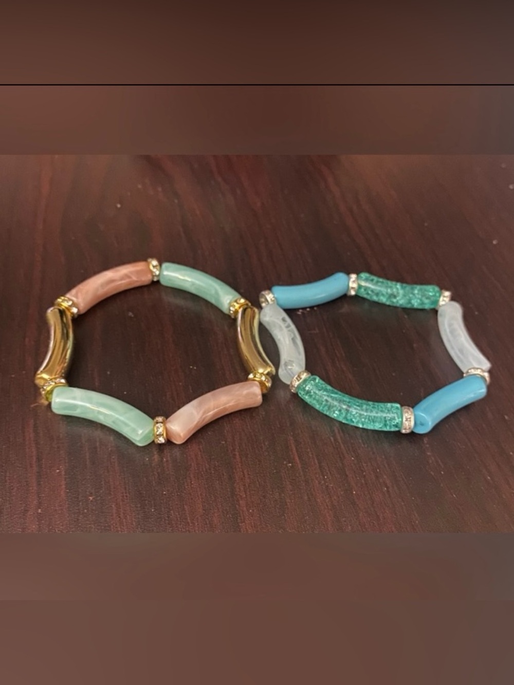 Turquoise and Gold Beaded Bracelet Set